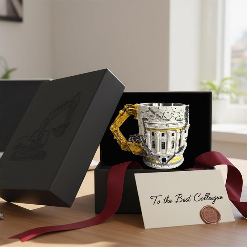 3D Jemand hat gelogen Abrissbecher 3D Stereo Bagger Form Design Edelstahl Kaffeetasse Mit Griff Kreativer Sarkastischer Becher