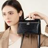 2025 New Cowhide Small Bag Crocodile Pattern Lunchbox Bag High-end Handbag Genuine Leather Women's Bag Shoulder Crossbody Bag