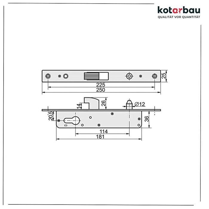 Mortise Lock - KOTARBAU - 181x250 Mm - Galvanized Steel - Corrosion Resistant - Security 5