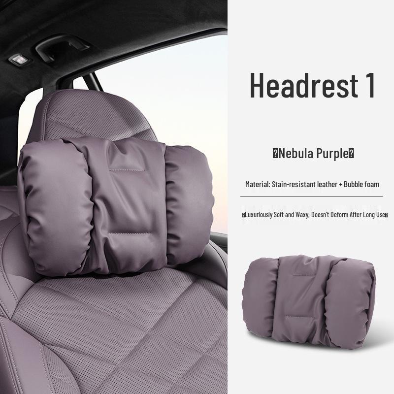 Luxury Leather Car Neck & Lumbar Support Pillow Set