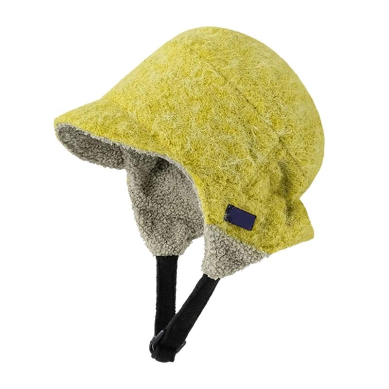 

Удобная плюшевая ушанка с регулируемым ремешком на подбородке. Зимняя защита ушей для холодной погоды. Для езды, катания на лыжах, походов. жёлтый