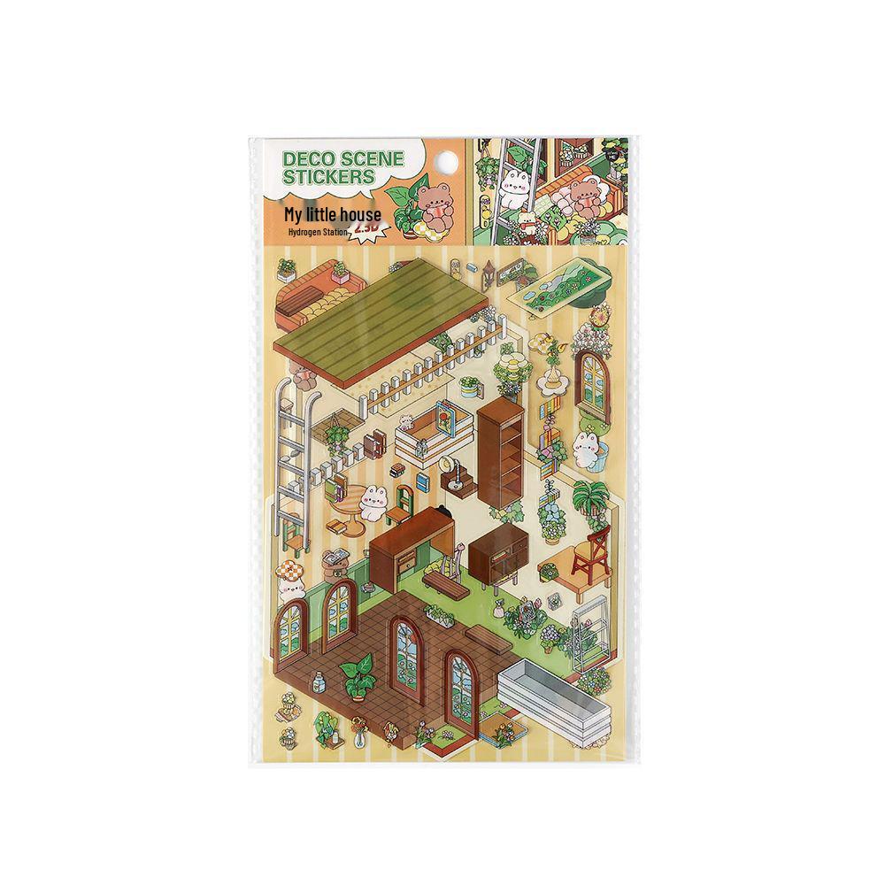 Infeel.Me My Little House 3D Scenery Stickers - Miniature Two-Layer Quiet Book Series