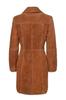 New Classic Designer Trench Coat Women's Brown Suede Lambskin Leather Knee-Length
