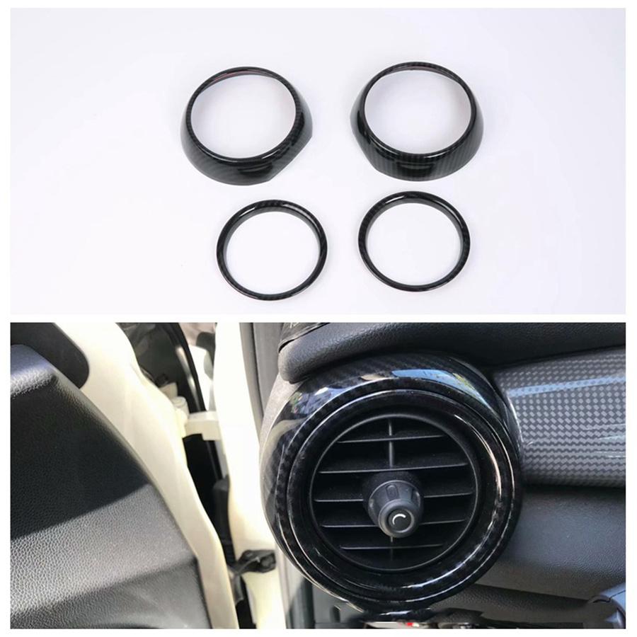 

4x Carbon Fiber Look A/C Air Vent Ring Outlet Cover For Mini Cooper F55 F56 F57