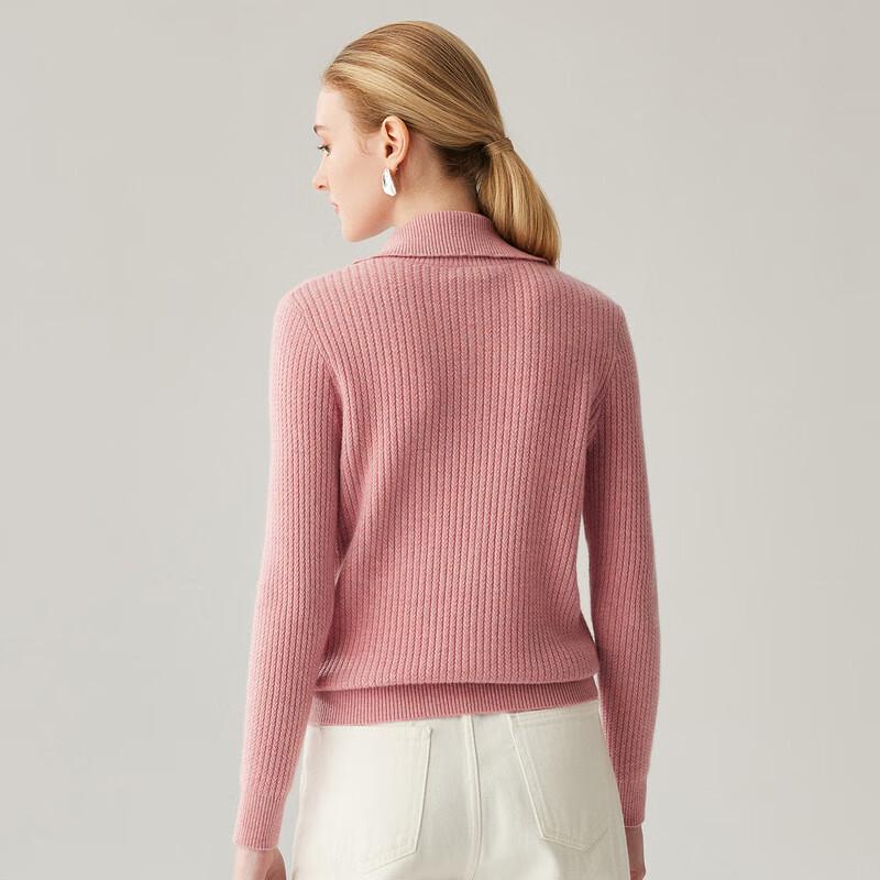 Zhaojun Women's Cashmere Turn-down Collar Cable Knit Sweater