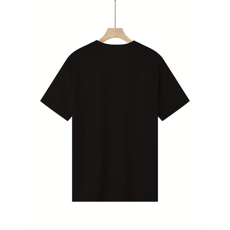 European sizes Men's Trendy Casual Crew Neck Comfortable Sports T-Shirt • "HOLLOW" Hollowed Out, Letter Cartoon Front And Back Print • Daily