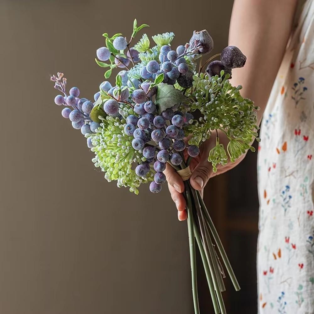 Frost Finis Multi-color Artificial Berry Branches Blueberry Fruits Bouquet Floral Arrangement