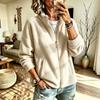 Women's Warm Full Zip Jacket with Stand Collar and Pockets for Fall Winter
