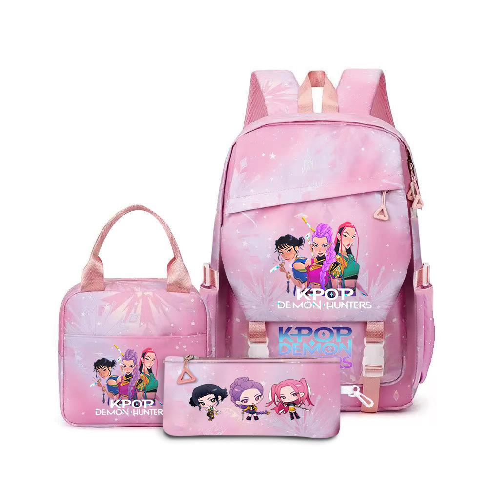 Kpop Demon Hunters, Elementary School Bag, Children'S Backpack, Lunch Bag, Pencil Bag, Three-Piece Set, Student Backpack