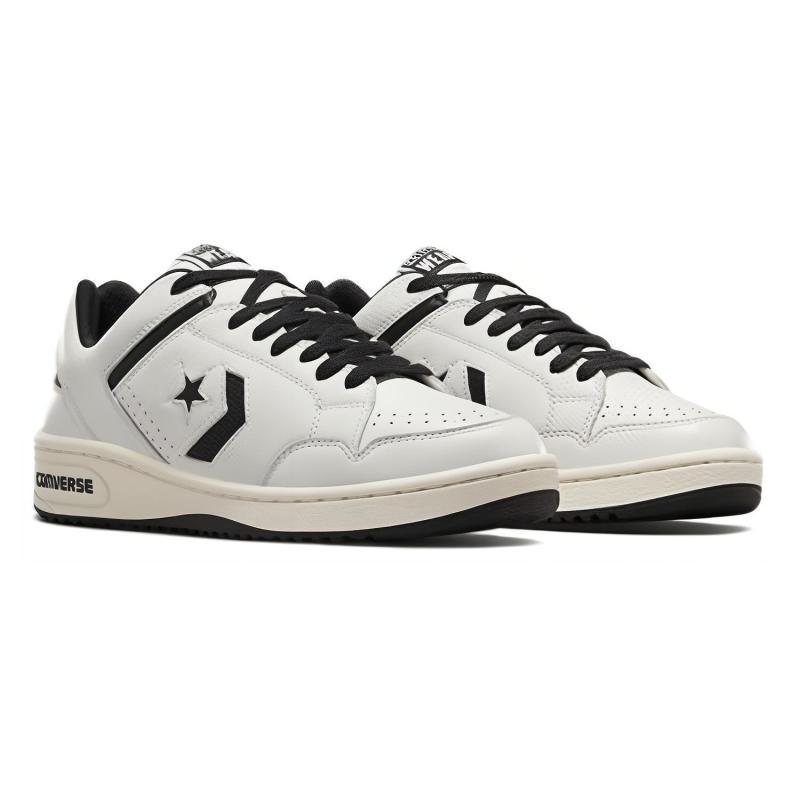 Converse Weapon Leather Lace-up Wear-resistant Lightweight Low-top Sneakers Unisex White