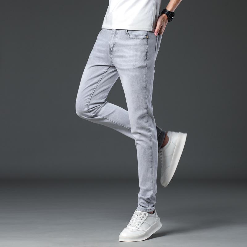 Pánské bílé džíny Slim Fit Light Wash – letní trendy elastické ležérní kalhoty
