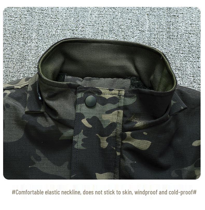 Men's Mid-Length Camouflage Cotton Jacket: Thick, Waterproof, Cold-Proof with Fleece Lining & Reflective Strips for Winter Workwear