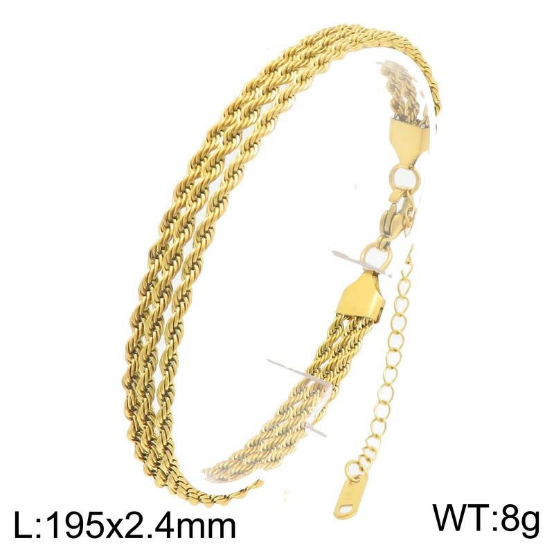 Trendy Ins Style 3-Layer Twisted Rope Chain Bracelet Stainless Steel Minimalist Unisex Fashion Hand Jewelry