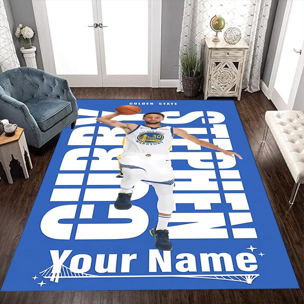 Golden State Curry Celebration Customizable Name Area Rug Perfect for Decorate Room Dormitory Playrooms Balcony Anti-slip Rug Anime Office Decor