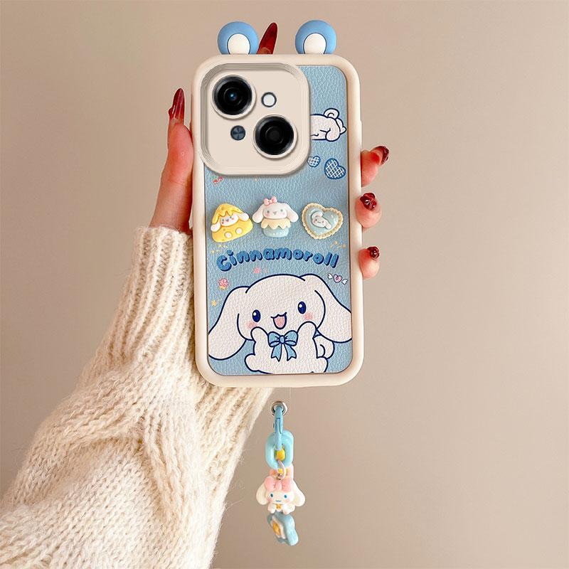 KEYSION Cute Ear 3D Cartoon Case for TECNO Spark Go 1 1S Go 2025 with Bracelet Silicone Shockproof Phone Cover for TECNO Pop 9 4G