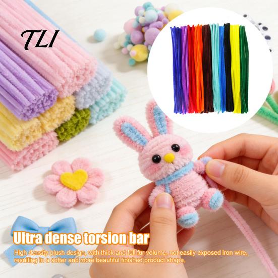 Decorative Plush Strips for Crafts 100Pcs Pipe Cleaners Handicrafts, Flexible Chenille Stems DIY Artistic Floral Supplies Art Projects, Multi-colored