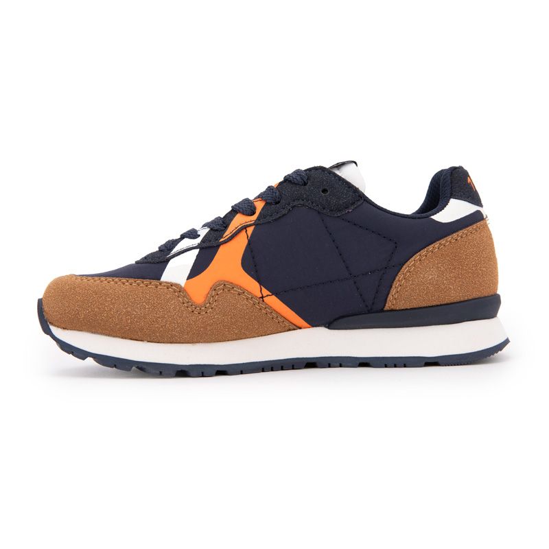 Navy Blue Player Air Sneakers with Camel Suede Effect Kid PEPE JEANS