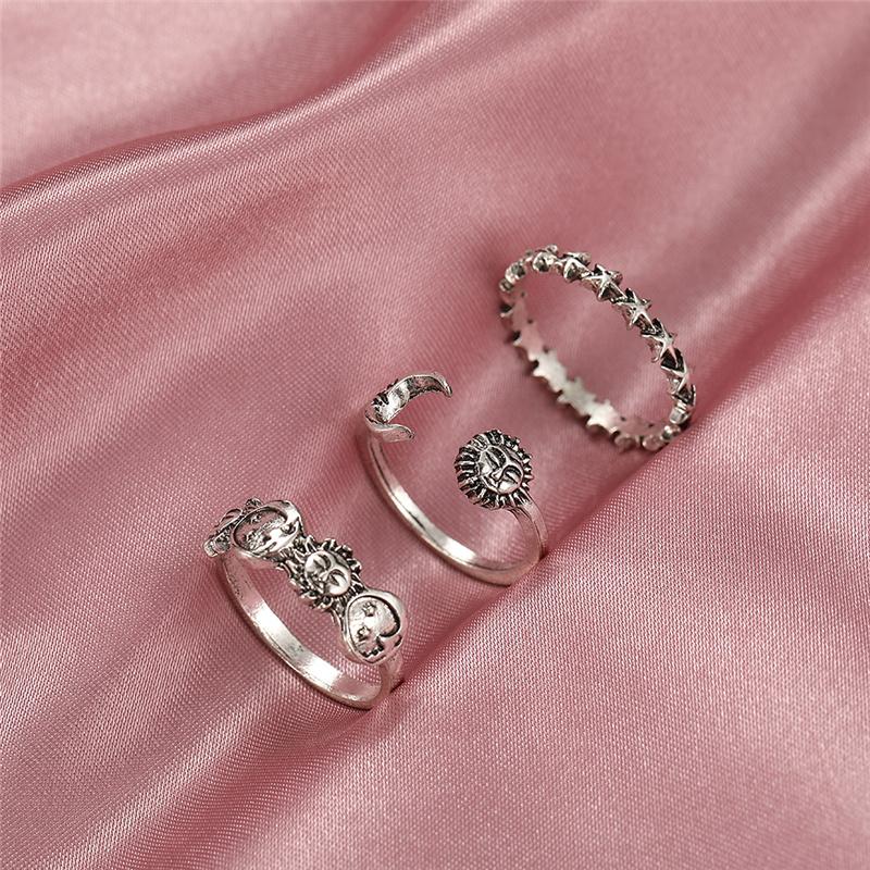 Punk Snake Gothic Silver Color Finger Ring Set 6PCS For Women  Heart Butterfly Wing Angel Wings Cupid Charms Rings Jewelry
