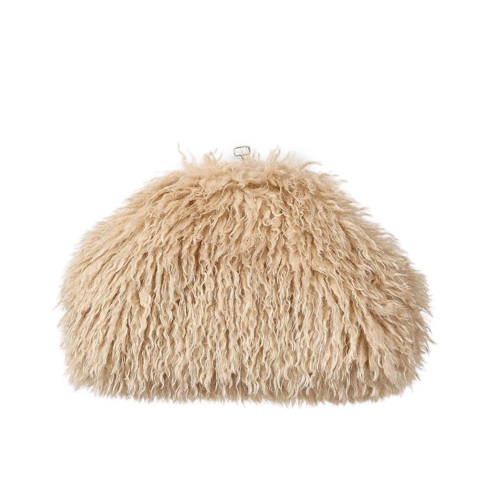 Portable Kiss Lock Clutch Bag Spicy Girl Fluffy Bag Retro Evening Bag Mobile Phone Bag