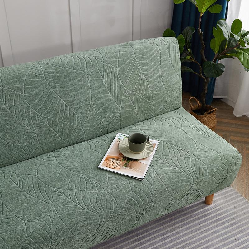 Gestreifte Jacquard-Schlafsofa-Abdeckung Ohne Armlehnen Wasser -Ski-Stoff Einfarbige Wohnzimmer-Sofa-Schutzhülle Wohnzimmer Bereich Dehnbarer Sesselbezug