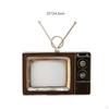 Vintage Television Ornament Distressed Finish Decor Brown and Black Iron