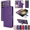 Applicable To Samsung S24 Mobile Phone Leather Case S25 Ultra Solid Color Split Magnetic Suction Two-in-one Card Wallet Leather Case