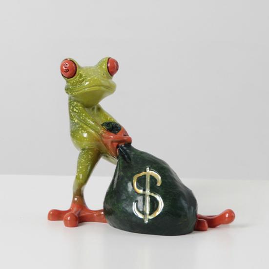 Money Bag Frog Figurine Bring Good Luck Wealth Resin Cartoon Frog Statue Home Office Desktop Decoration Ornament