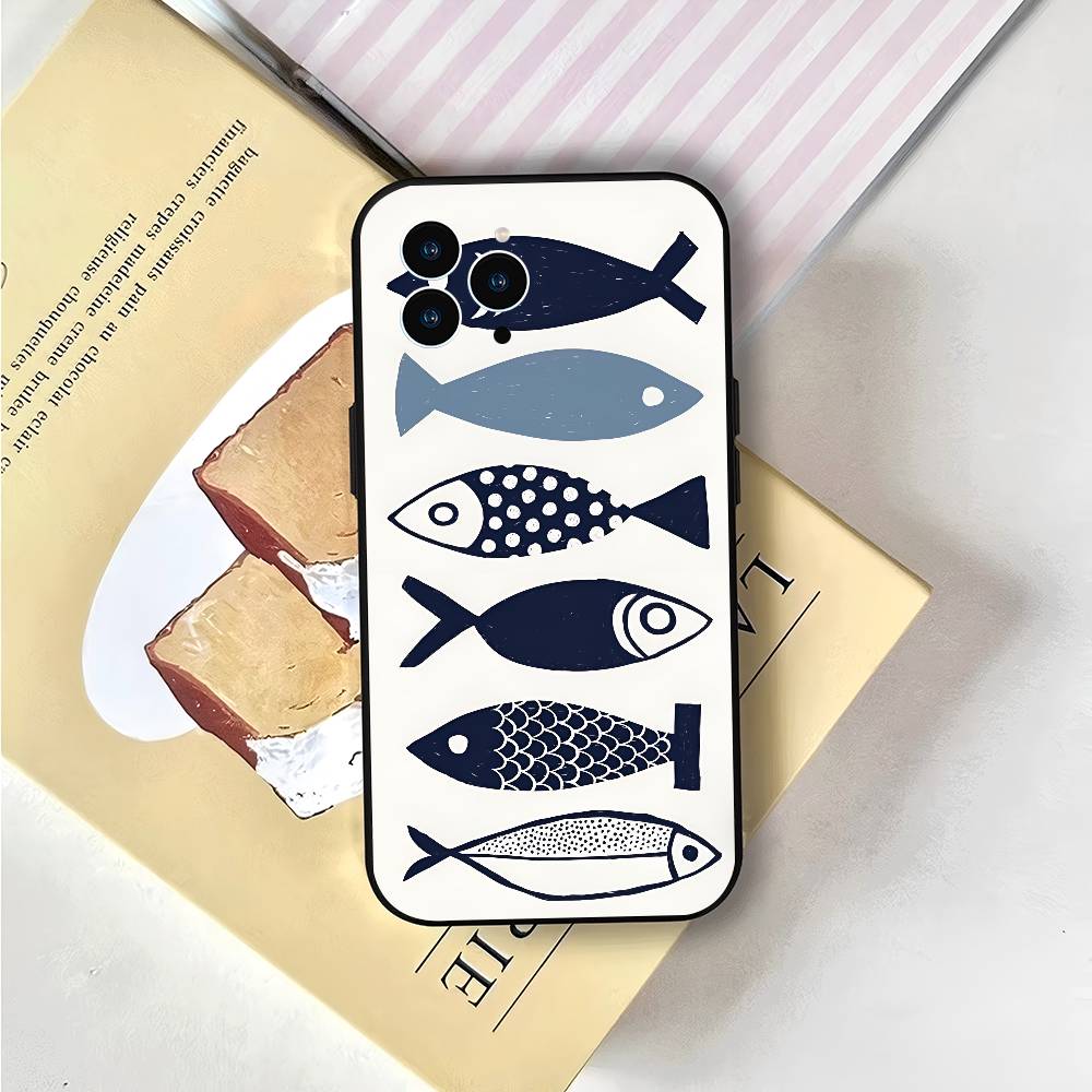 Blue Ocean For IPhone 13,17,11,12,16,14,15,Plus,Pro Max Soft Silicone Black Phone Case