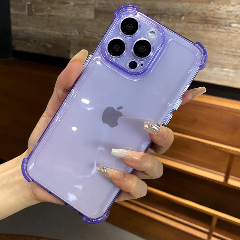 Shockproof Transparent Soft Phone Case For iPhone 16 Pro 15 14 Plus 13 12 11 Candy Color Camera Protection Silicone Bumper Cover