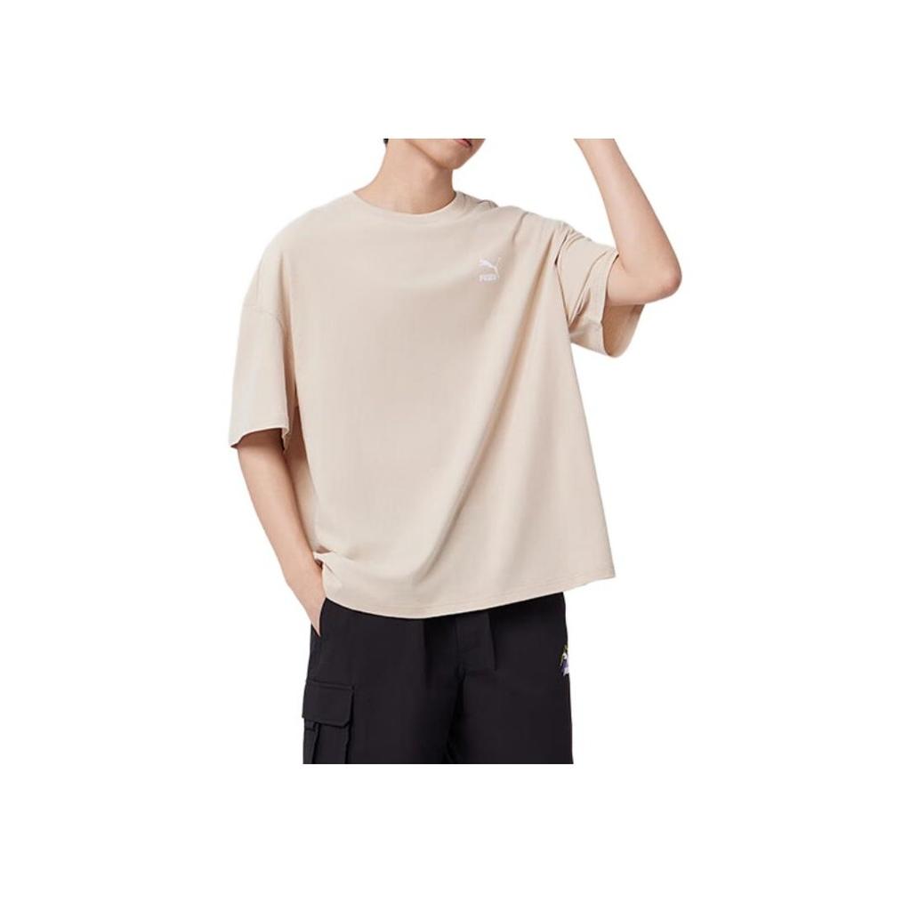 Puma Loose Fit Breathable Crew Neck T-Shirt Men Tops Oatmeal 621981-88