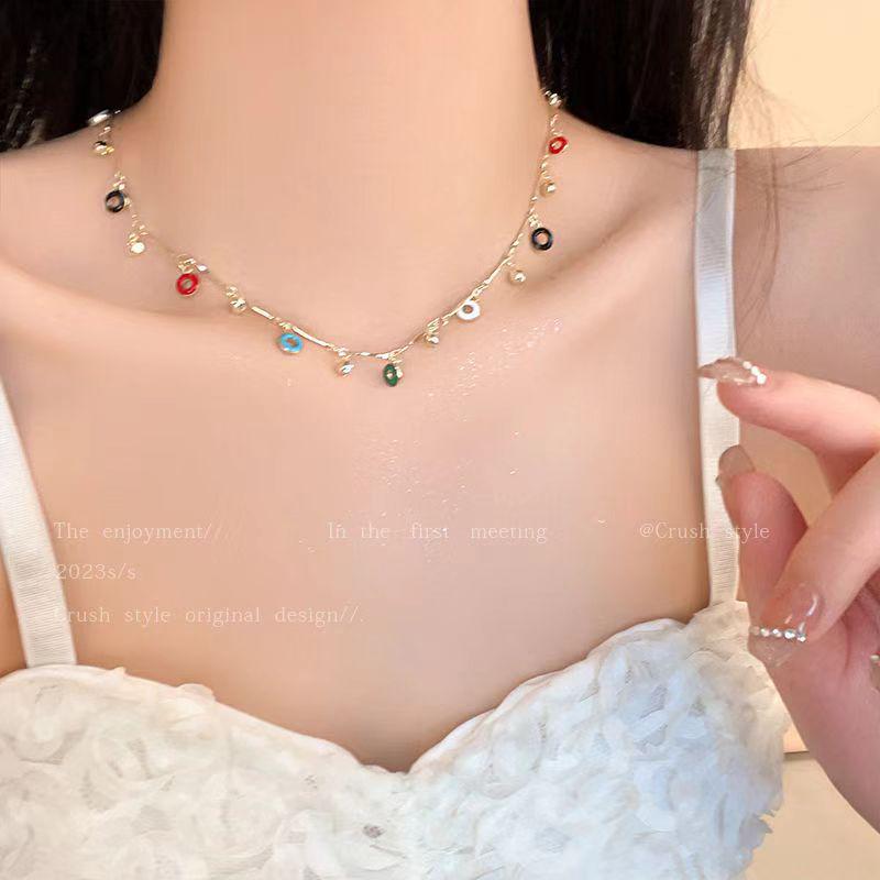 2024 Niche Design Dopamine Color Pearl Choker for Women - Summer Clavicle Chain