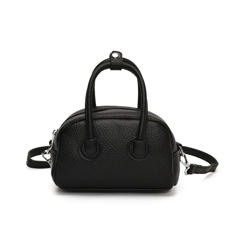 Korean Popular Niche Simple Lychee Pattern Portable Boston Bag Casual High-end Commuting Versatile Messenger Women's Bag