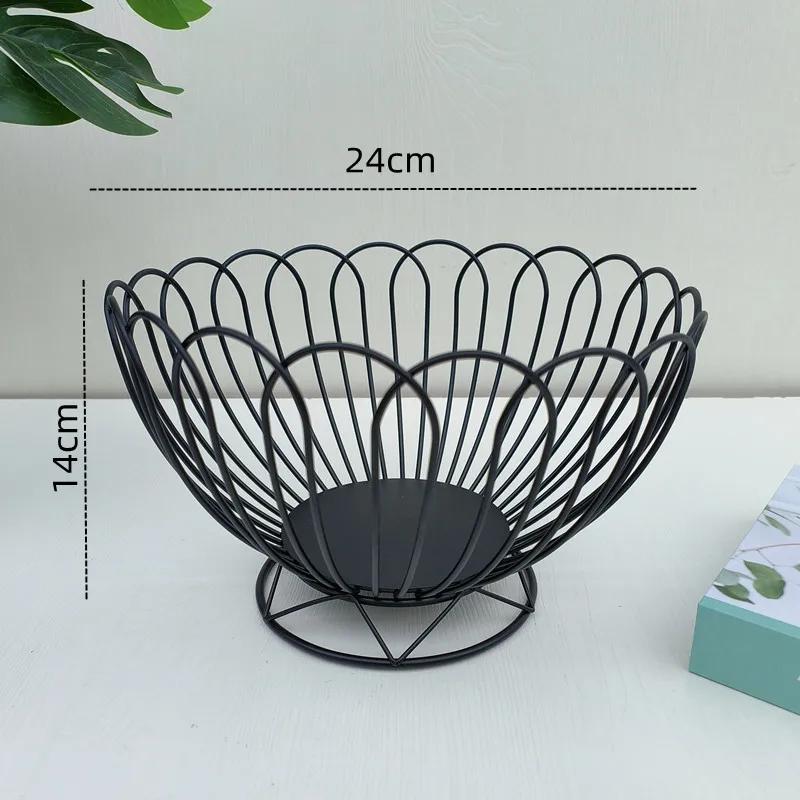 Simple Modern Iron Fruit Basket - Creative Home Fruit Container Bowl Snacks Bread Storage Drain Basket & Table Display Tray