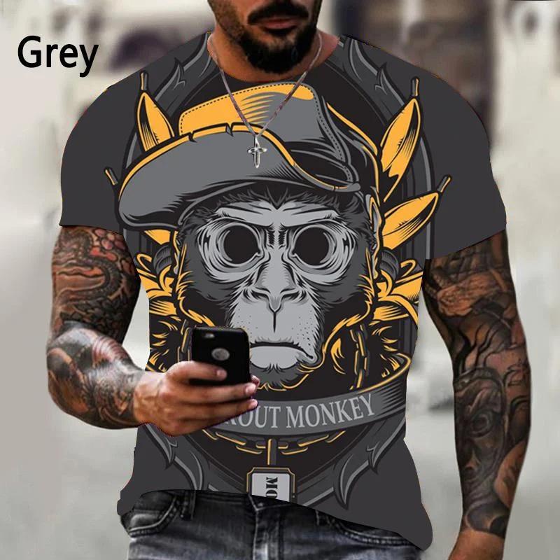 Gorilla Monkey Pattern T Shirt For Men Animal 3D Printed Short Sleeve Tees Fashion Casual Street Round Neck T-Shirts Unisex Tops