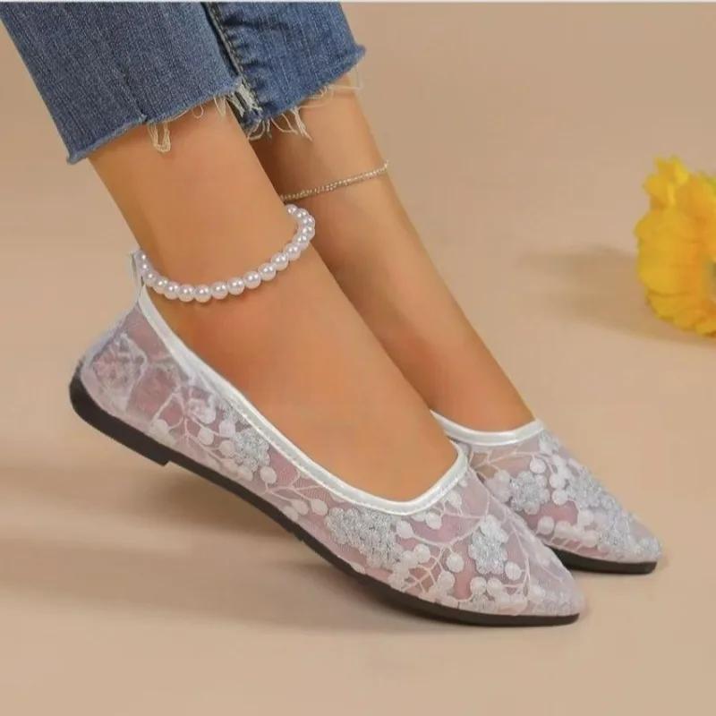 Damen Ballerinas 2025 Neue Sommer Flache Sneaker Damen Schuhe Atmungsaktives Mesh Ballett Slipper Schuhe Zapatos De Mujer