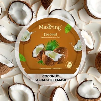 MasKing Superfood Masque Visage Tissu Coco pack | Peau Radieuse, Éclaircissant & Nourrissant | Hydratation Profonde | pack Masque Visage | femmes | Tous Types de Peau