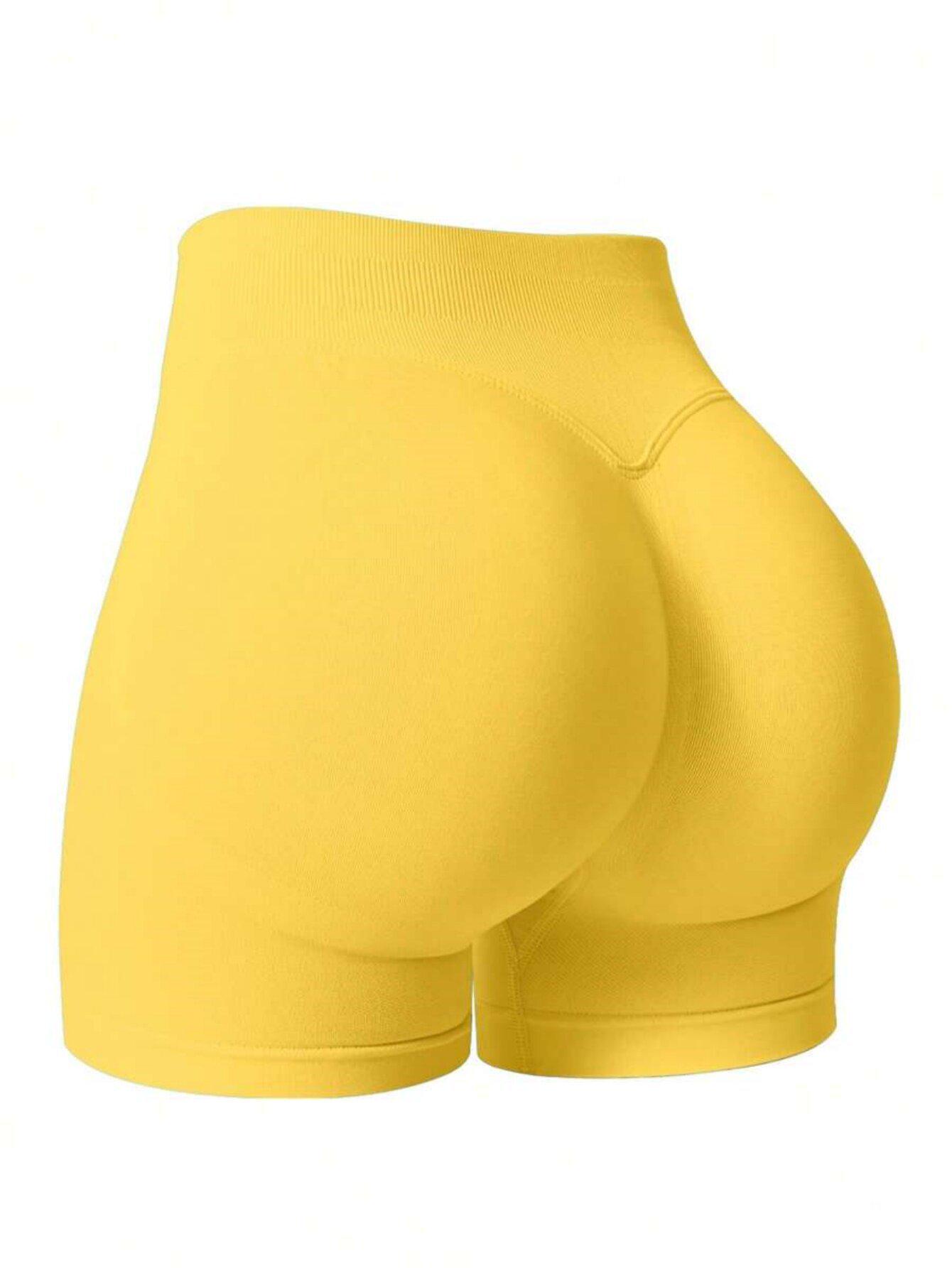 High-Waisted Seamless Butt Lifting Yoga Shorts - Peach, Three-Quarter Length XL