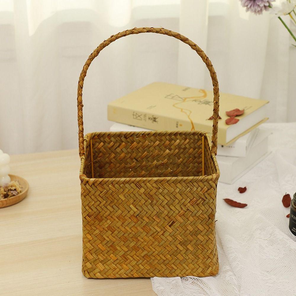 Storage Organizer Flower Arrangement Basket Handwoven Woven Picnic Baskets Shopping Storage