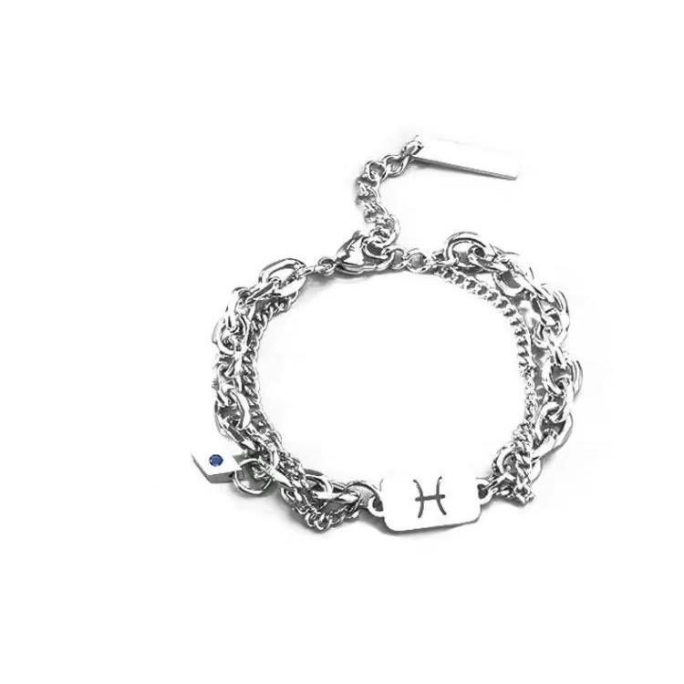 Twelve Constellations Titanium Steel Bracelet: Men's Luxury Jewelry