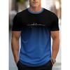 Men's Summer Letter Pattern Printed T-Shirt Men's Breathable Comfortable Simple Round Neck T-Shirt Outdoor Sports Casual Top