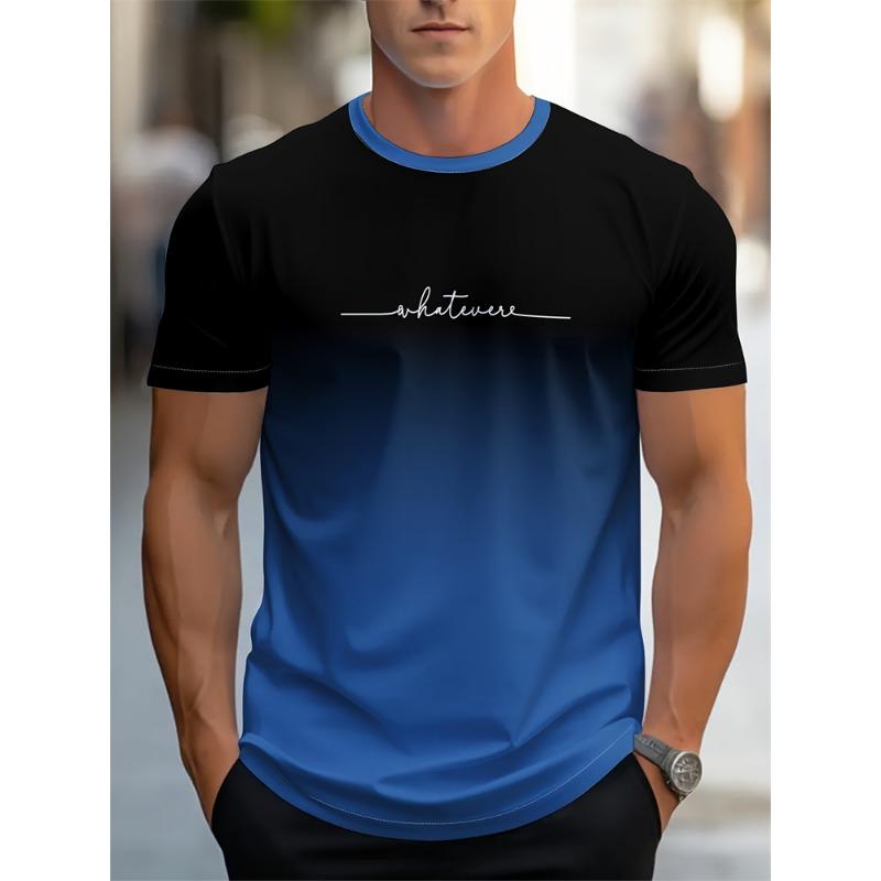 Men's Summer Letter Pattern Printed T-Shirt Men's Breathable Comfortable Simple Round Neck T-Shirt Outdoor Sports Casual Top
