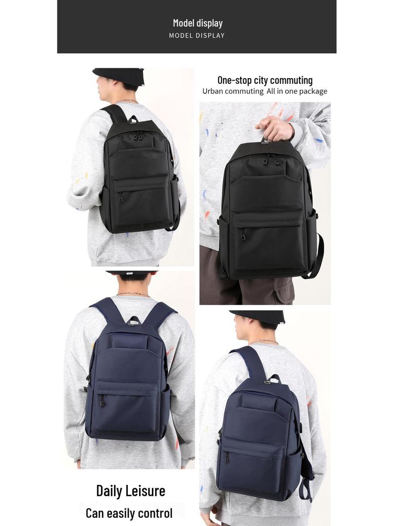 Trendy Cross-Border Casual Backpack with USB Charging - High-End Commuter and Laptop Bag, Customizable.