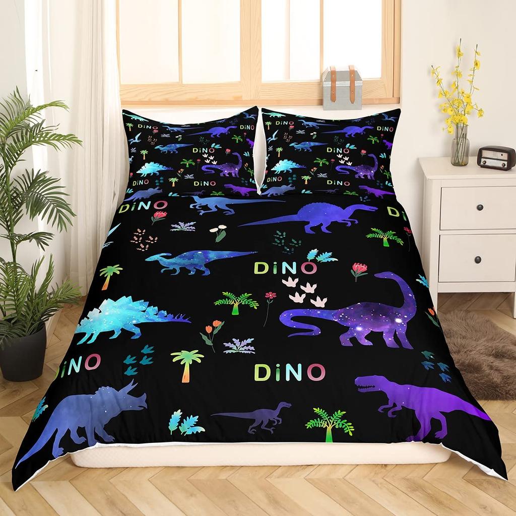 Dinosaur Duvet Cover Set Cartoon Cute Duvet Cover Boy Bedding Set Dino Comforter Cover Set Soft Dinosaur Animal Teen Bedroom Set