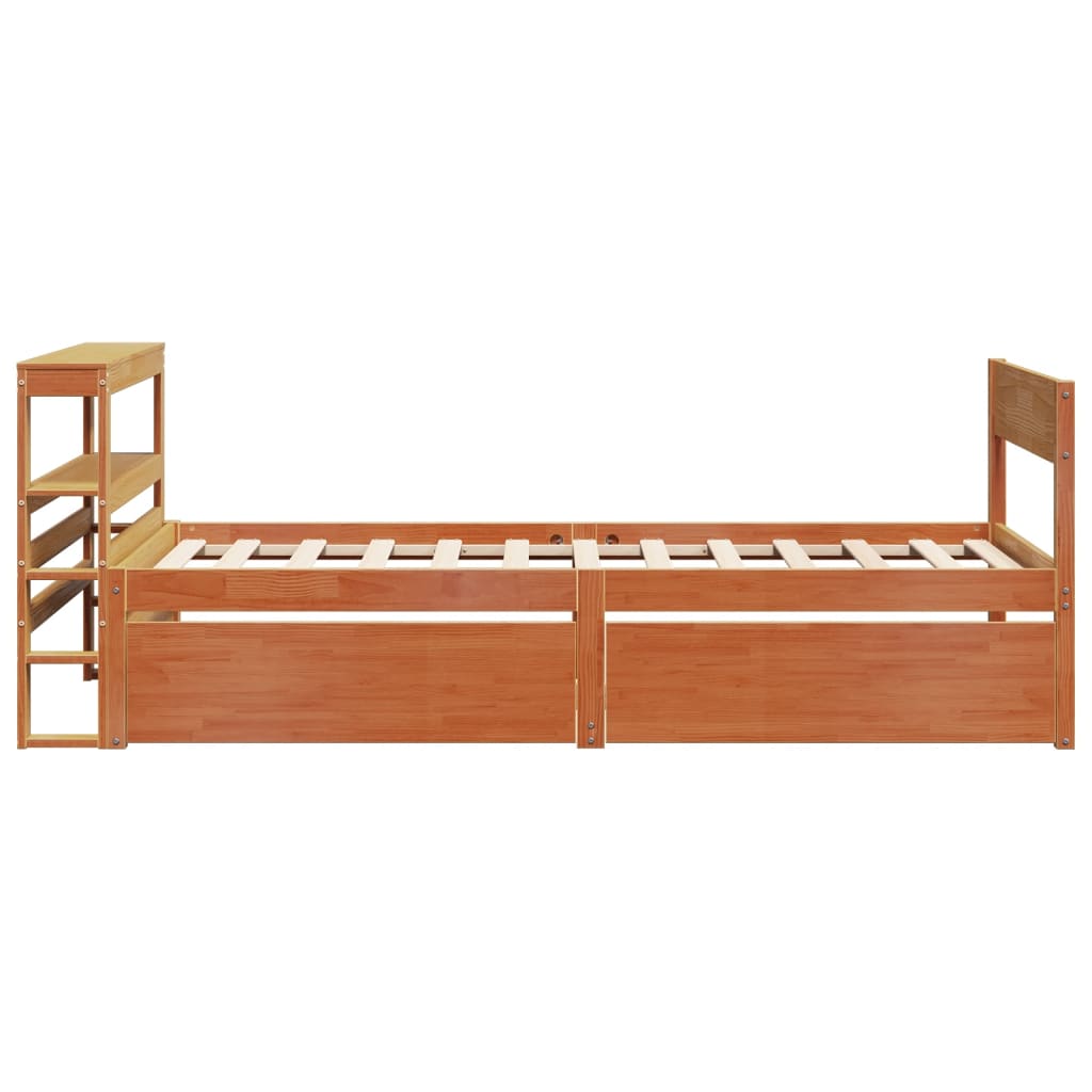 Solid Wood Bed without Mattress Wax Brown 75 x 190 cm Pine Wood