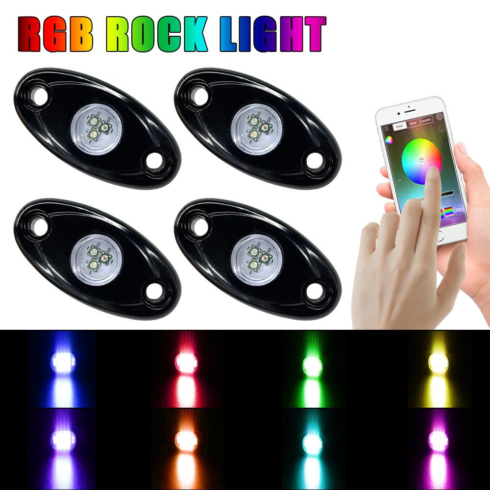 

Автомобильные аксессуары 4/8шт LED Bluetooth App Control Underbody Неоновые атмосферные лампы RGB Рок Музыка Огни 10-30V