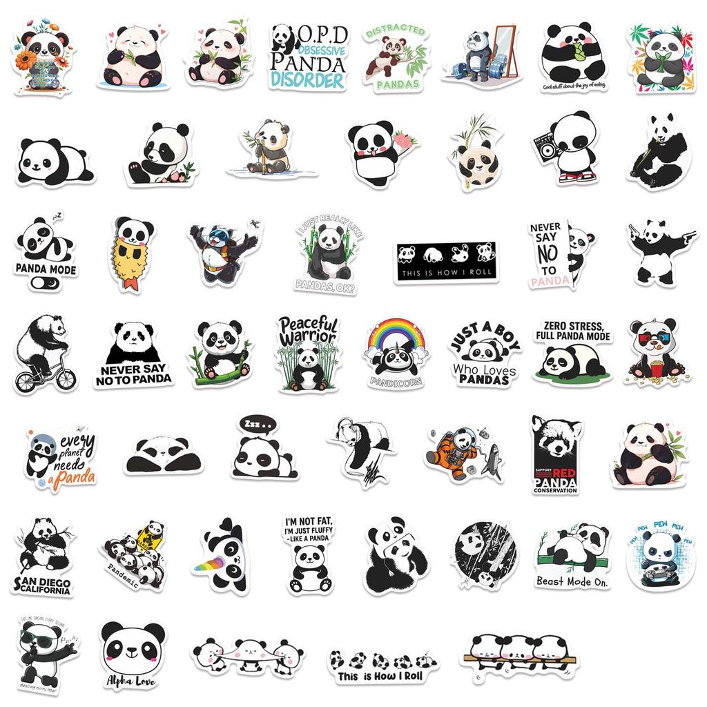 50 Cute Waterproof Panda Stickers: Perfect for Phones, Luggage, and Children's Decoration