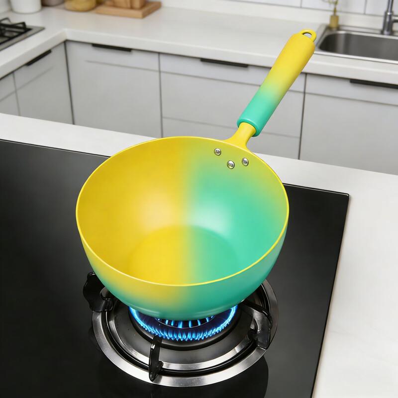 NINTAUS Hammered Non-stick Iron Wok