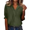 3/4 Length Sleeve Womens Tops V Neck Shirts Trendy Printed Business Casual Work Blouses