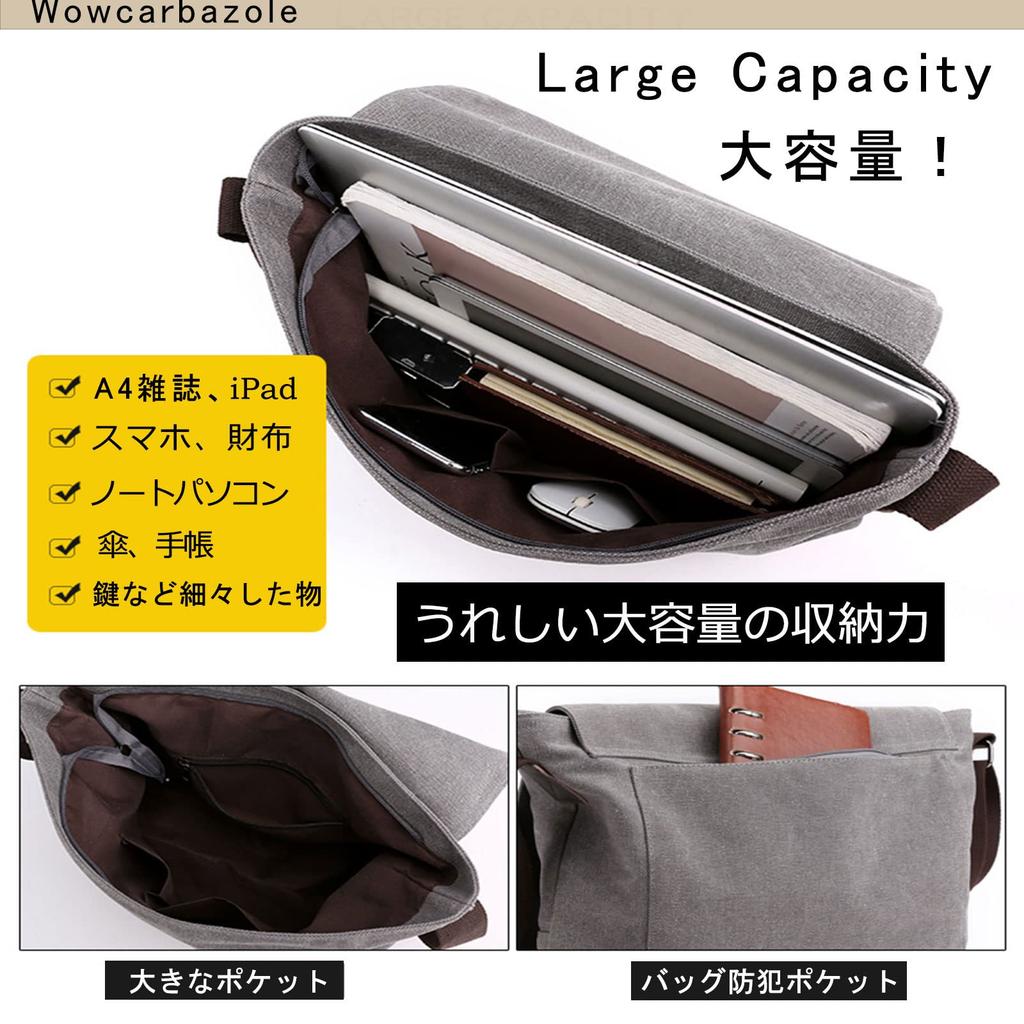 Wowcarbazole Lona Hombro Cruzado para Ir al Trabajo o a la Escuela Bolso de Hombre, Bolso, Casual, Ligero, (marrón)