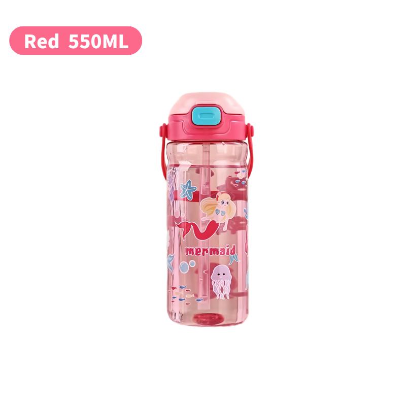 550ML High-Quality Outdoor Camping Drinking Tools Kids Straw Cup With Handle Plastic Straw Water Cup Sports Water Bottle